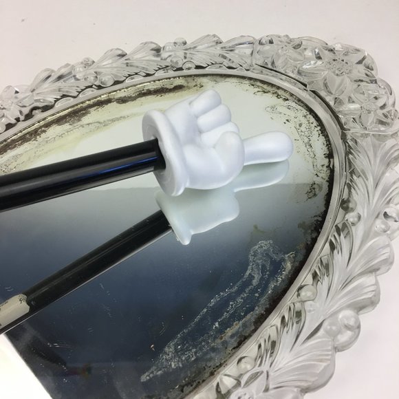 Vtg Oval Mirror Tray Tabletop Pressed Glass Vanity Bedroom Decor Tarnished READ - Picture 5 of 11